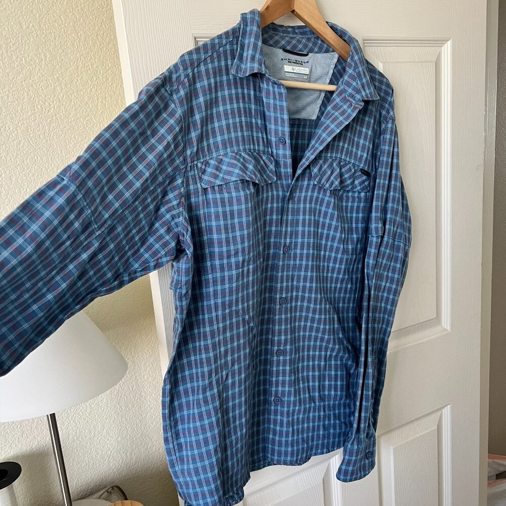 Columbia Omni-Shade Shirt Mens Sz L Vented Fishing